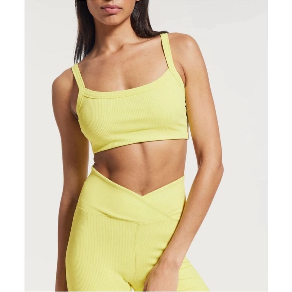 Year of Ours Ribbed Bralette 2.0 in Cyber Lime Size S - Picture 4 of 8